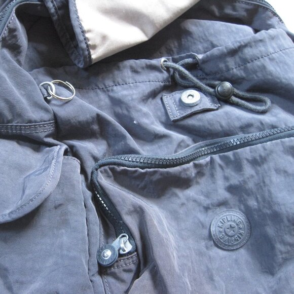 Kipling Cloth Backpack Purple Blue Grey Color Adjustable Straps Zip Up Closure - Picture 3 of 10